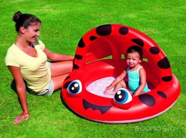 Бассейн 97*66см надувной детский с навесом 