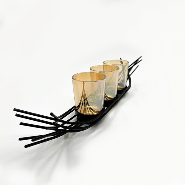 Подсвечник 10*6*8см  TS-LFTCNDL   <<Состав:металл,стекло>>