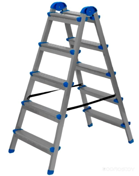 Стремянка 5-ти ступенчатая AZK B5 TwoSide Pro, 2 секции, стальная, оцинкованная