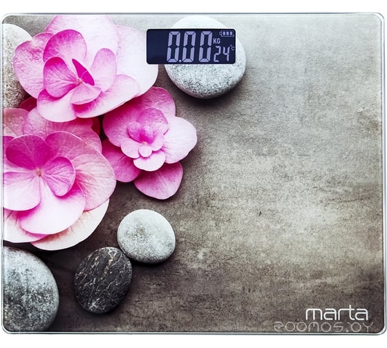 Весы напольные MARTA MT-SC1696 орхидеи LCD   