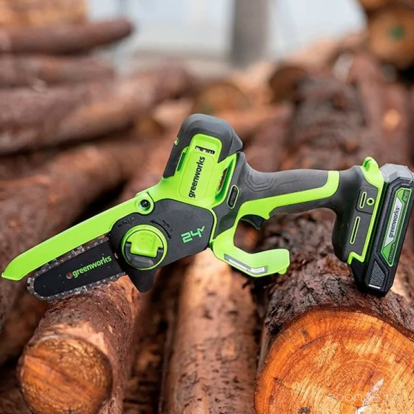 Пила цепная мини  аккумуляторная Greenworks 24V (1хАКБ 2Ач и ЗУ) 10см 