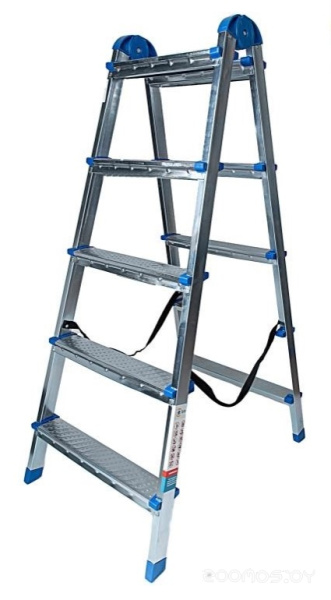Стремянка 5-ти ступенчатая AZK B5 TwoSide Pro, 2 секции, стальная, оцинкованная LDTH-02.05